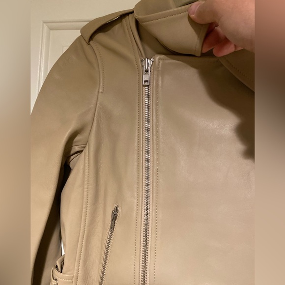 A.L.C. Leather Biker Jacket Tan Lamb Leather - Picture 8 of 10